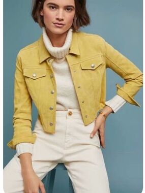 Blank nyc Suede Trucker Jacket in Mustard Yellow